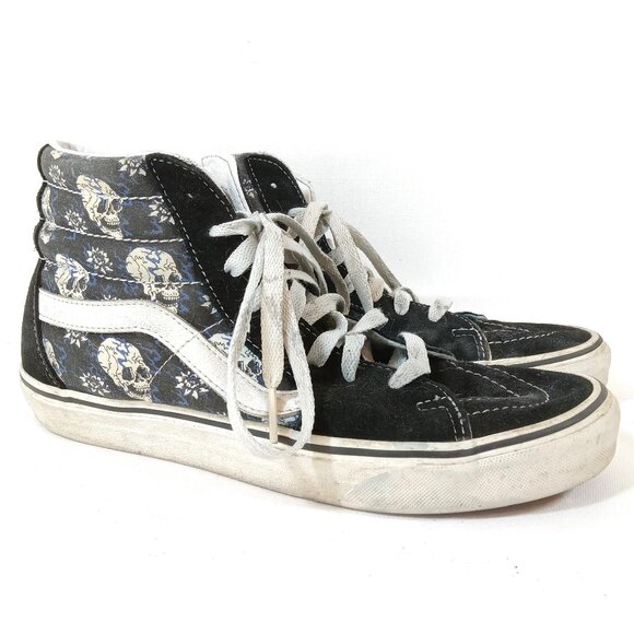 Vans Sk8-hi Flash Skulls Sneakers Women's Size 9 Black Blue - Picture 1 of 8